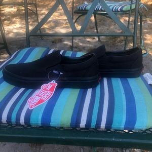 Vans all black slip on shoes